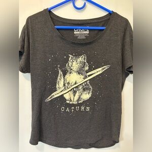 Women’s Small Caturn Dolman style tee.  Glow in the dark. Dark Gray.